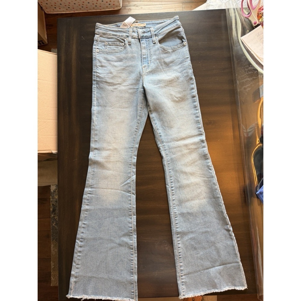 Levi's 726 High Rise Flare Jeans Women's Size 27x32 Light Wash Raw Hem NWOT